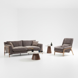 Sofas Sofagarnitur 2 Sitzer Sessel Zweisitzer Stoff Wohnzimmer Grau