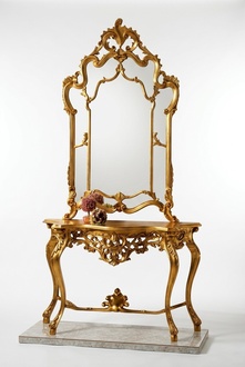 Spiegelkonsole Landhausstil Konsole Schminktisch mit Spiegel Konsolentisch Gold
