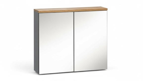 Spiegelschrank Wandschrank Badezimmerschrank mit Spiegel 80 cm Bad Möbel Holz