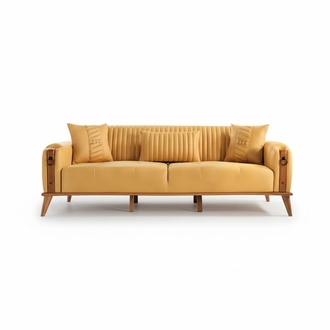 Stilvoll 3-Sitzer Sofa Exklusive Couch Gelb Luxus Möbel Sofas Wohnzimmer