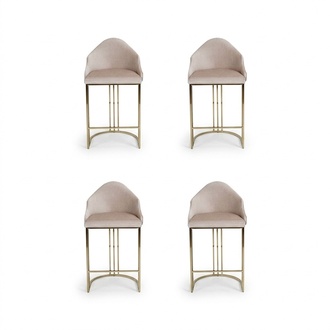 Stilvoll Esstisch 4x Stühle Beige Lehnstuhl Möbel Einrichtung Sitzpolster Stühle