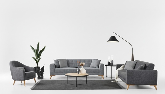 Stilvoll Wohnzimmer set 3tlg. Luxus Möbel Grau Modern Design 3+1 Sofa