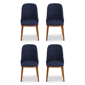 Stilvolle Blaue Esszimmerstühle Designer Holzgestell Moderner Küchenstuhl