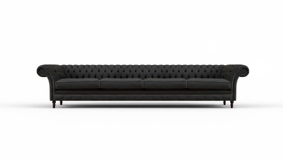 Stilvolle Chesterfield Luxuriöse Sitzmöbel Schwarzer Textil Viersitzer