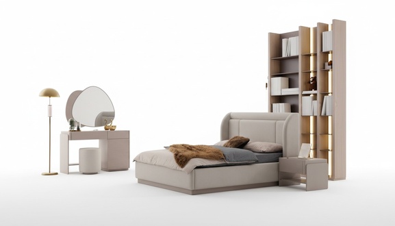 Stilvolle Schlafzimmer Garnitur Modernes Bett 2x Nachtkonsolen 4tlg Neu