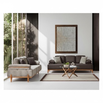 Stilvolle Sofagarnitur Designer Stoffsofa Polstersofas Holzgestell Möbel