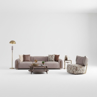 Stilvolle Wohnzimmer Sitzgarnitur Exklusiver Viersitzer Polster Sessel