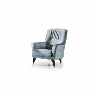 Stoffsessel Sessel Wohnzimmer Ohrensessel Grau Polster Holz
