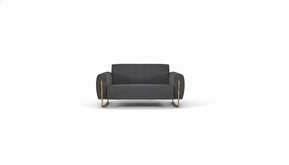 Stoffsofa Grau Einfarbig Arbeitszimmer 2-Sitzer Edelstahl Modern Design