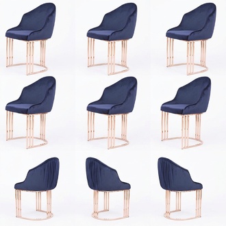 Stühle Set Gruppe Garnitur 6x Gruppen Sessel Stuhl Polster Textil