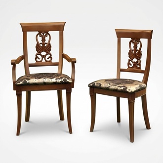 Stuhl Braun Design Wohnzimmer Esszimmer Holz Stühle Polster mit Armlehne Barock