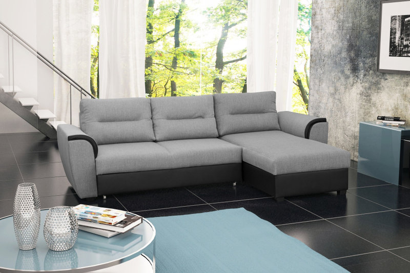 Sofa Schlafsofa Designer Sofa mit Bettfunktion + Bettkasten Ecksofa Couch NEU TOMEK