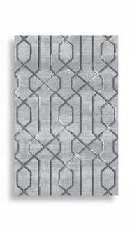 Teppich Kunstfaserteppich Geometrisches Muster Kurzflor Grau Wohnzimmer 160x230