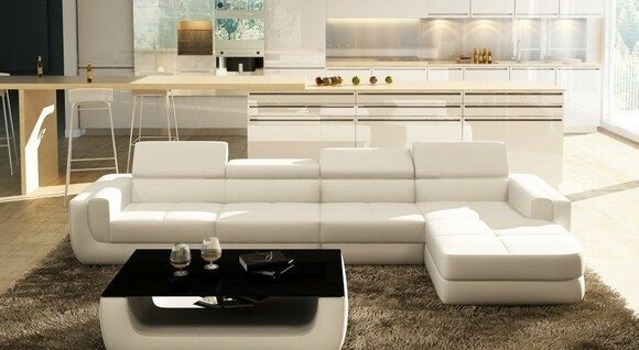 Leder L Form Wohnlandschaft Couch Big XXL Sofa Polster Ecke Garnitur