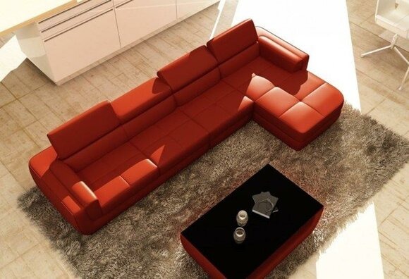 Leder L Form Wohnlandschaft Couch Big XXL Sofa Polster Ecke Garnitur
