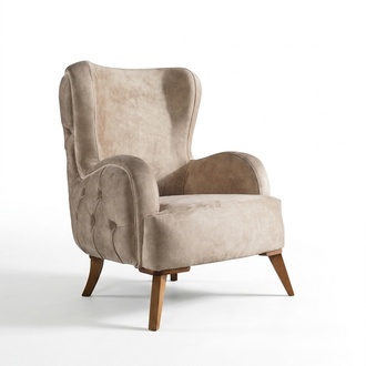 Textil Polster Sessel Couch Sofa Sitz Luxus Bunte Relax Beige Chesterfield