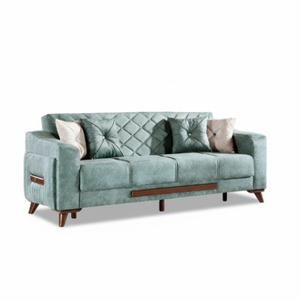 Textil Sofa 3 Sitzer Polster Sofas Design Couch Möbel Dreisitzer Turkis