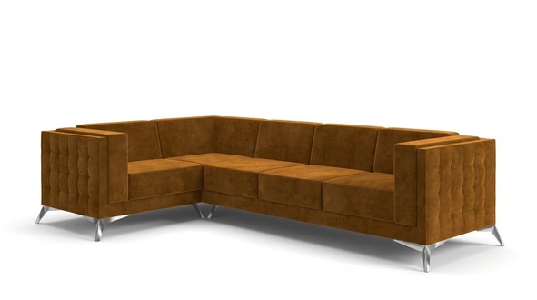 Textilsofa Couch Wohnlandschaft Garnitur Design Modern Sofa Ecksofa LForm Orange