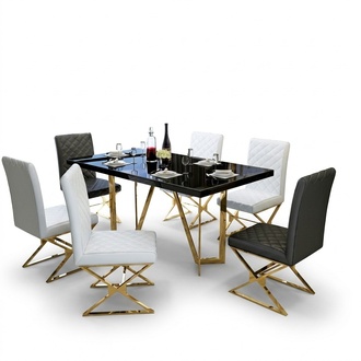 Tisch Moderner Esstisch Holz Design Holztisch Wohn Tische Ess Zimmer Edelstahl