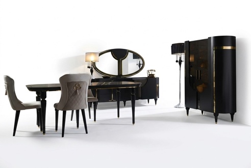 Tisch Set Garnitur Esstisch 4 Stühle Luxus Stil Möbel Gruppe Stuhl Kommode 8tlg