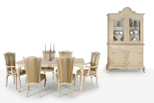 Tisch Set Garnitur Esstisch 6 Stühle Luxus Stil Möbel 8tlg Stuhl Vitrine