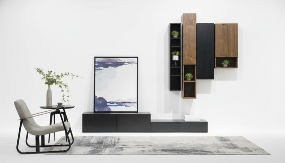 TV-Möbel Schrankwände Regal Wohn Wand Schränke Side Low Board Regale