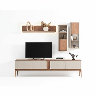 TV-Möbel & Schrankwände Wohnwand rtv Lowboard Schrank Wohnwände Beige