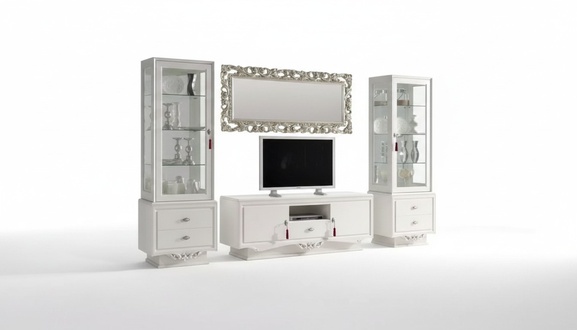 TV-Ständer Italienische Wohnzimmer 2x Vitrine Luxus tv Sideboard Weiß