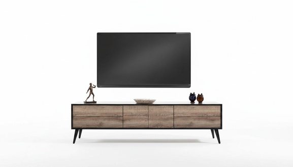 TV Ständer RTV Lowboard Wohnzimmer Modern Braun Holz Sideboard Tisch