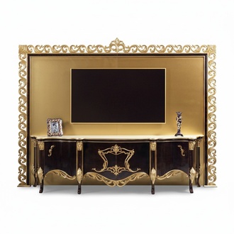 TV Ständer Sideboard RTV Lowboard Holz Gold Wohnzimmer Tisch Luxus