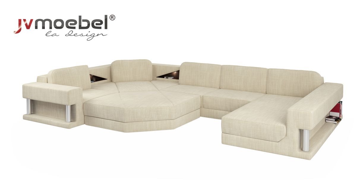 U-Form Sofa Couch Design Couch Textil Modern Polster Neu Wohnlandschaft Ecksofa