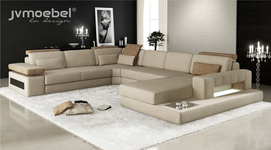 Wohnlandschaft U Form Ecksofa Sofa Couch Polster Ecke Wunderschöne XXL Stoff