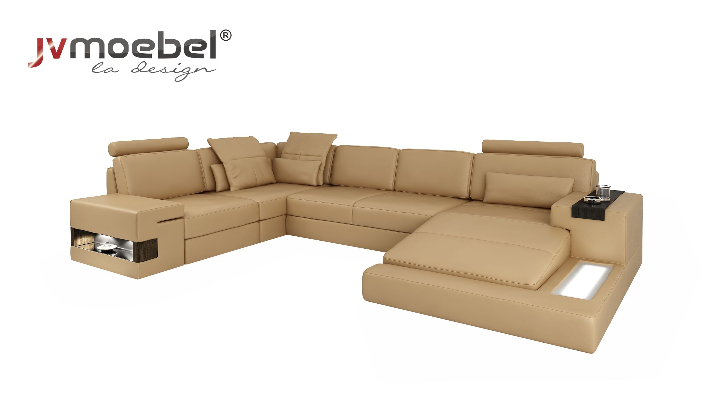 Ecksofa U-Form Sofa Wohnlandschaft Polster Bettfunktion Design Modern Neu