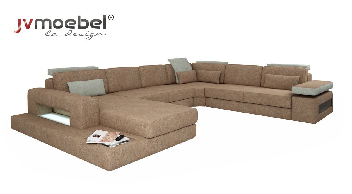 U Form Polster Couchen Textil Design Couch Ecksofa Wohnlandschaft Sofa Neu
