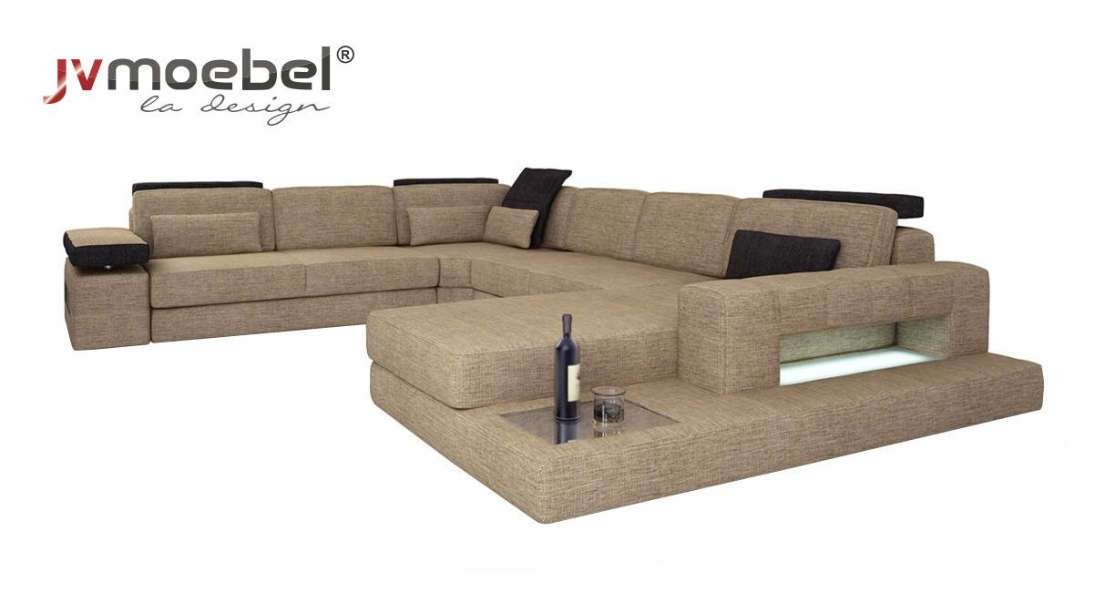 Wohnlandschaft Ecksofa Sofa Couch Sofa U Form Samt Stoff Sitz Designer Neu