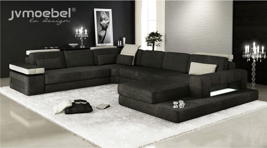 Wohnlandschaften Ecksofa Couch StoffLeder Polster Ecke Sofa U Form Neu