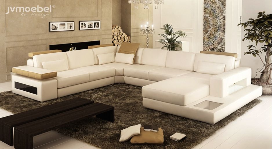 Wohnlandschaft Ecksofa Leder EckSofa Neu U Form Sofa Couch Polster