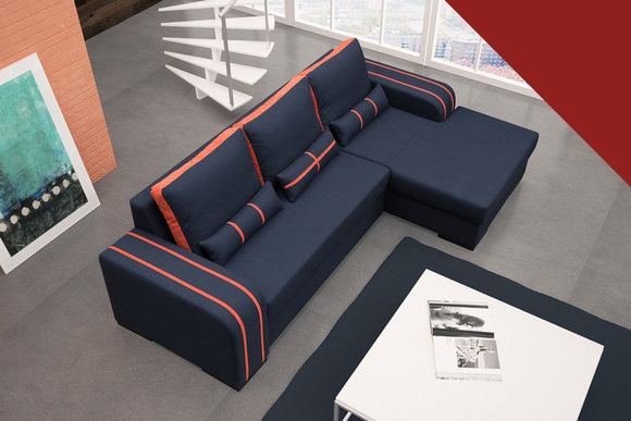 Sofa Schlafsofa Designer Sofa mit Bettfunktion + Bettkasten Ecksofa Couch NEU VIPER