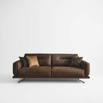 Viersitzer Sofa 4 Sitzer Sofas Kunstleder Braun Wohnzimmer Luxus1