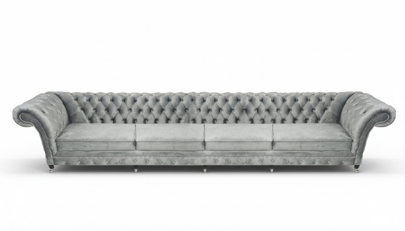 Viersitzer Sofa Couch Designer Grau Polstermöbel Luxus Wohnzimmer Chesterfield