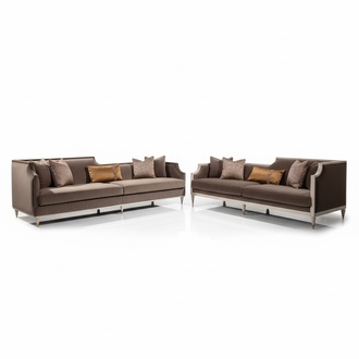 Viersitzer Sofagarnitur 4 Sitz Sofa Stoffsofa Polstersofa Braun Set