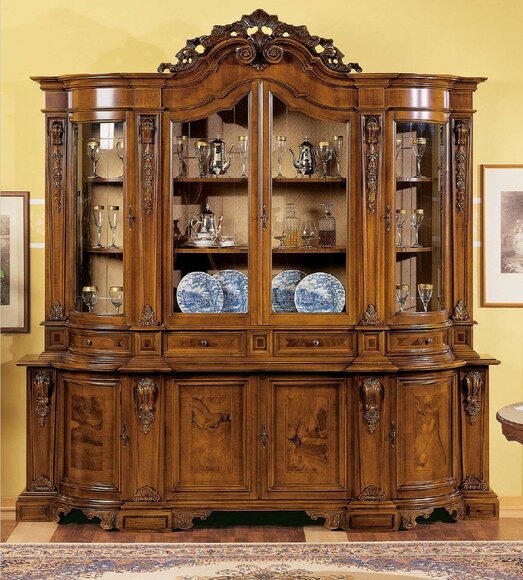 Vitrinen Holz Glas Schrank Echtholz Vitrine Wohnzimmer Möbel Anrichte
