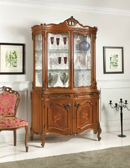 Vitrine Esszimmer Anrichte Echtholz Schränke Möbel Glas Schrank