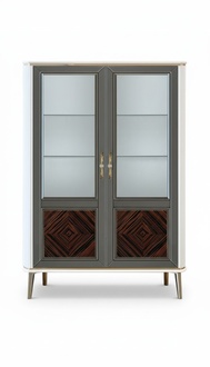 Vitrine Luxus Schrank Weiß Holz Schränke Wohnzimmer Glasschrank Modern Neu