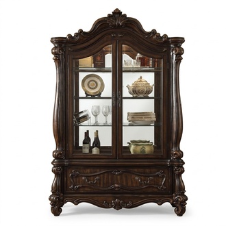 Vitrine Schrank Vitrinen Wohnzimmer Schau Schränke Design Barock Rokoko Braun
