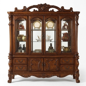 Vitrine Schrank Vitrinen Wohnzimmer Schau Schränke Design Barock Rokoko Holz neu