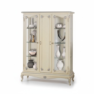 Vitrine Weiß Glasschrank Design Klassische Schrank Luxus Holz Möbel Vitrinen Neu