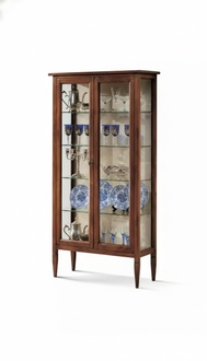 Vitrinen Glas Schrank Braun Wohnzimmer Holz Anrichte Luxus Möbel Italien