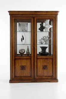 Vitrinen Glas Schrank Echtholz Vitrine Wohnzimmer Möbel Anrichte Massive Holz