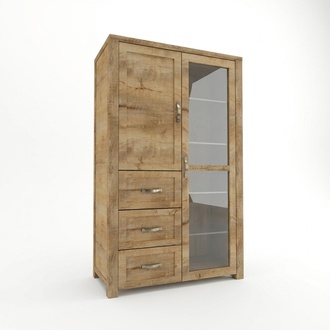 Vitrinenschrank aus Holz in Braun modern eleganter Stil